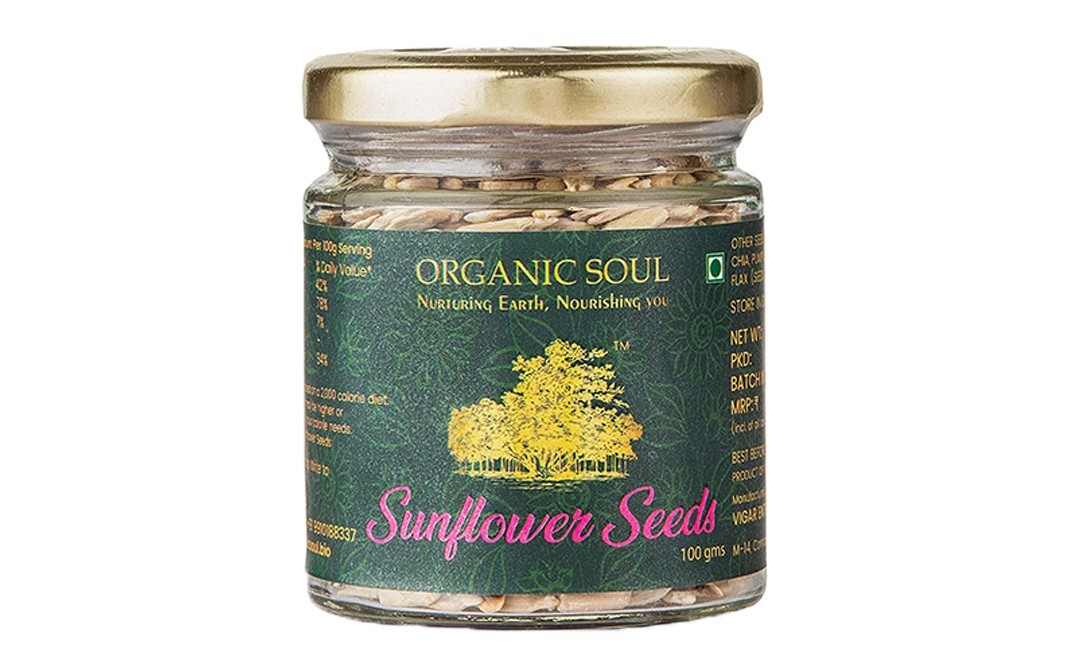 Organic Soul Sunflower Seeds    Glass Jar  100 grams